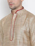 Vastramay Men's Beige Cotton Silk Blend Kurta